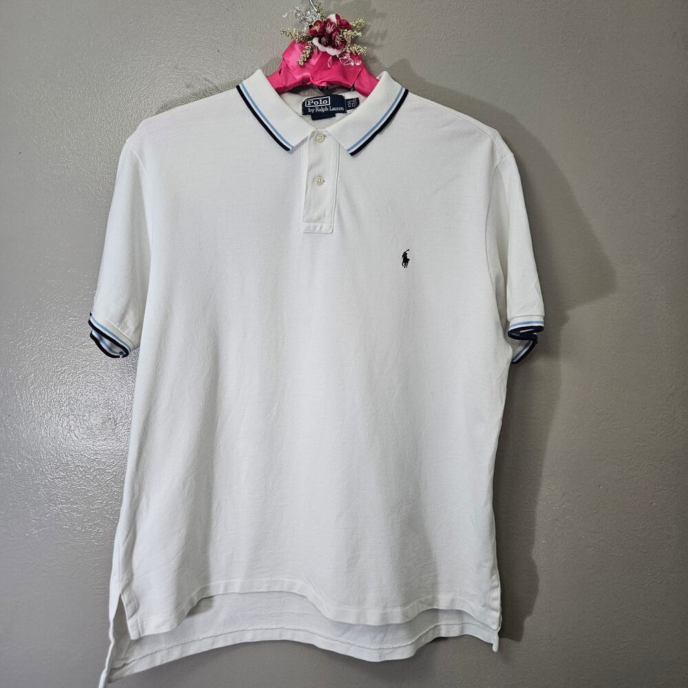 VTG Polo Ralph Lauren Men's XXL White Cotton Polo Shirt Preppy Collegiate Old$